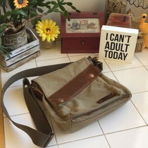 ‘Augur’ Canvas/Genuine Leather Messenger Bag